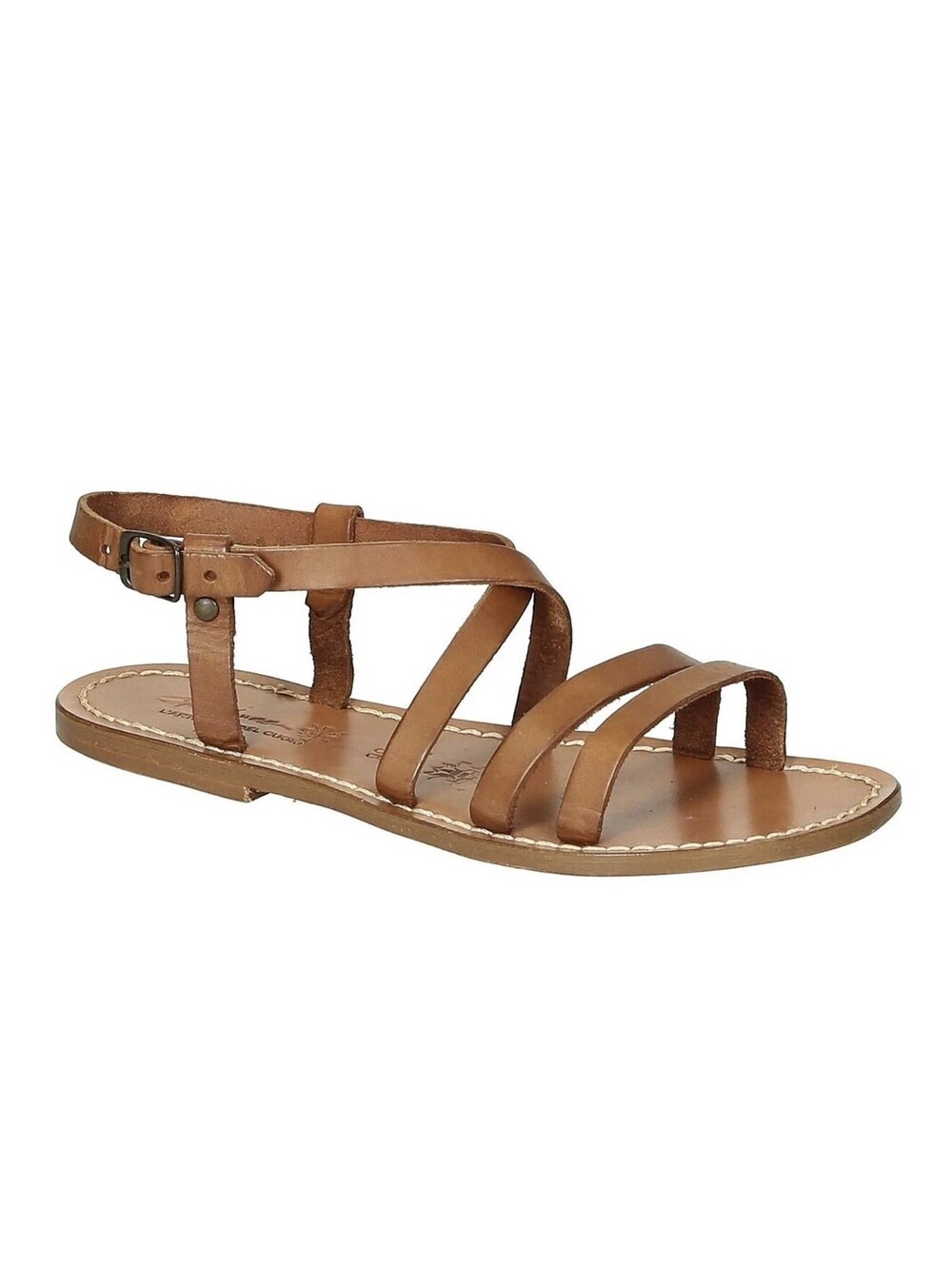 NIB GianLuca Handcrafted Tan Italian Criss Cross Flat Sandals Tan Size 41 US 10